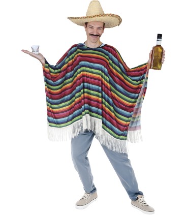 PONCHO MEXICANO MULTICOLOR ADULTO